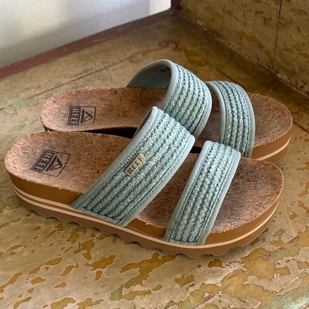 Reef Women's Teal Green Slide Sandals - Picture 2 of 10